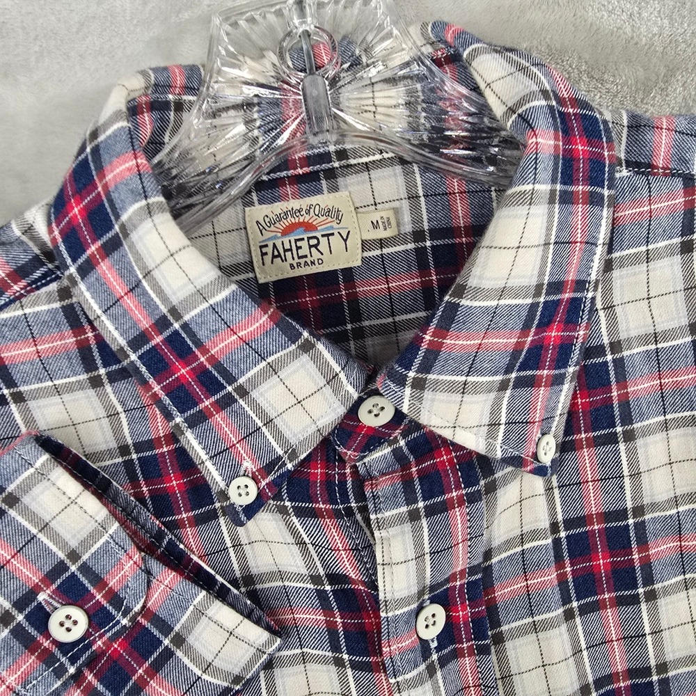 Faherty Everyday Shirt Mens Medium Plaid Indigo Dyed Long Sleeve Button Down